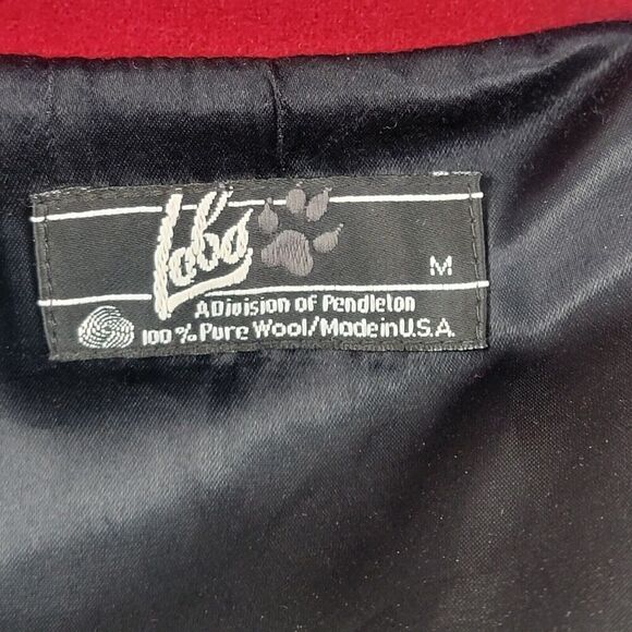 Pendleton Lobo 100% Virgin Wool Bomber Jacket Men's‎ Medium Maroon Red Full Zip - Picture 10 of 12